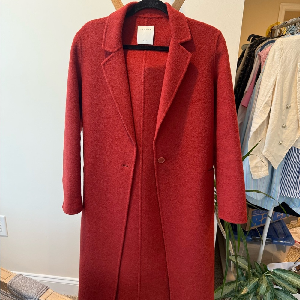 Sandro rust Red double -face wool Coat